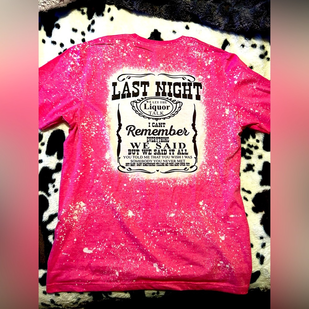 Last Night Lyric Bleached Shirt in size Medium, Color Heather Heloconia🌺